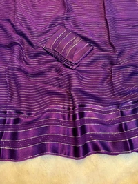 W93007 Pure viscose georgette with intricate linning weaving and a stunning satin patta border  - Purple