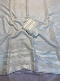 W93007 Pure viscose georgette with intricate linning weaving and a stunning satin patta border  - White