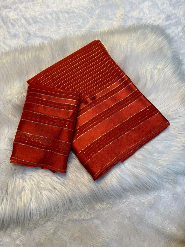 W93007 Pure viscose georgette with intricate linning weaving and a stunning satin patta border  - Red