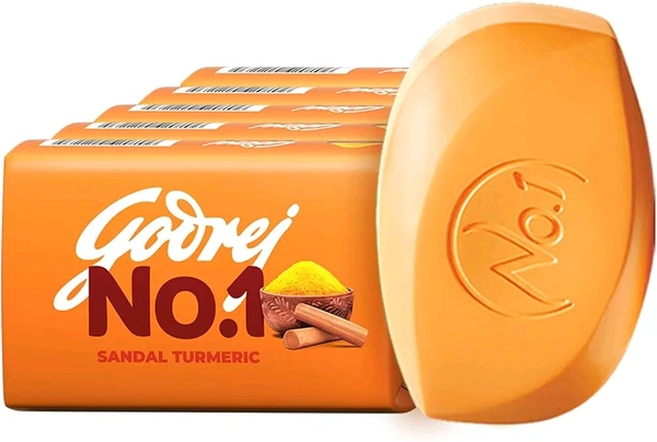 Godrej No.1 Bathing Soap Sandal & Turmeric Grade 1 Soap & Long-lasting Fragrance, Combo Pack of 5 (100g each)