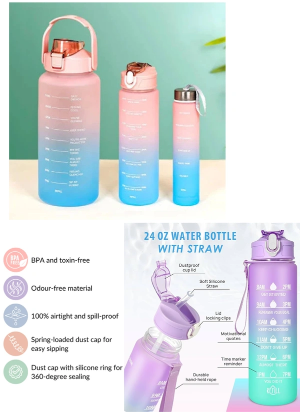Motivational Bottle  SET OF 3  2L~900ML~300ML - 1 pcs