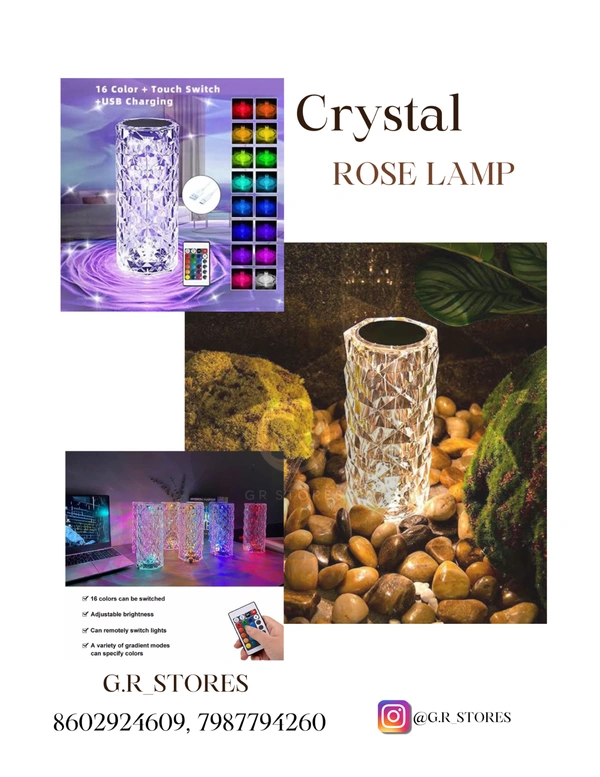 Crystal  ROSE LAMP - 1 pcs