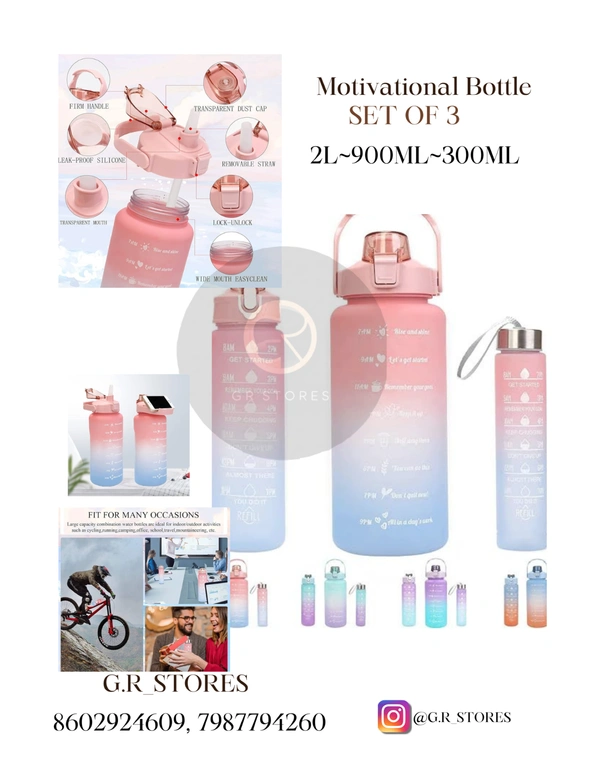 Motivational Bottle  SET OF 3  2L~900ML~300ML - 1 pcs
