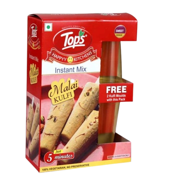 Tops Malai KULFI Instant Mix 100gm + 2 Kulfi Moulds FREE - 200g