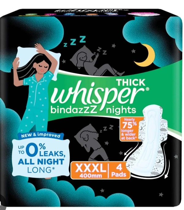 whisper bindazz night kola soft XXXL + 4 pcs