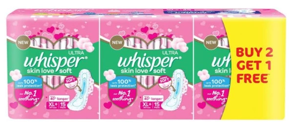 whisper skin soft buy 2get (30+15)