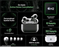 Neptune  AirPods Pro (2nd Generation) Type-C Charging Cable Active Noise Cancellation Bluetooth Headset (White, True Wireless) - White, Free Size