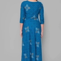 Stylish Cotton  Embellished Round Neck Long Kurta - Blue,  XL