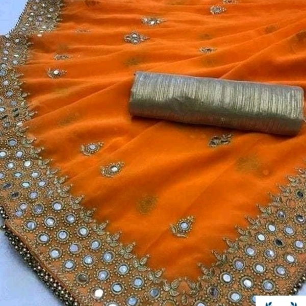Trendy Fashionable Saree - Orange, None