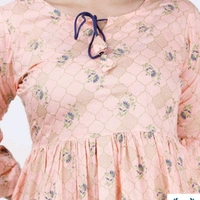 Anarkali Printed Short Kurti - Soap Orange , M