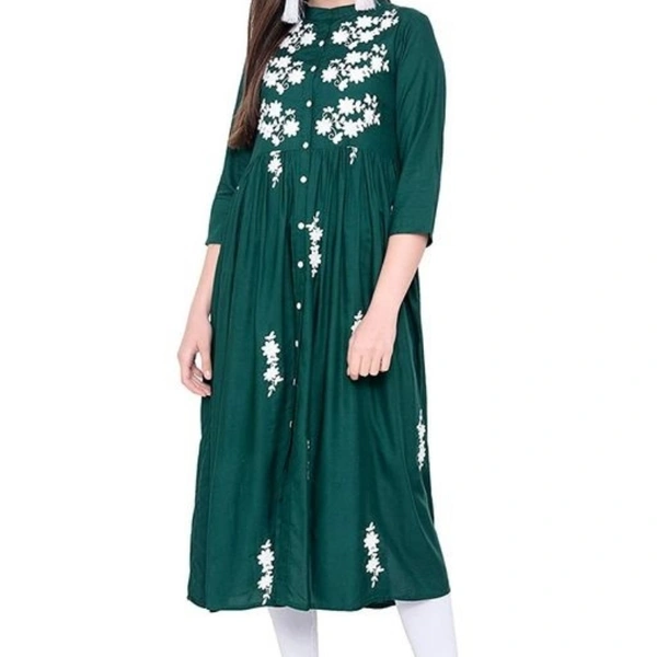 Stylish White Embroidered Flared Kurta - Sacramento , M