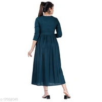 Women Rayon Embroidered Anarkali Kurta  - Peacock , M