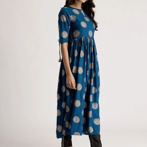Women's Rayon Printed Kurti  - Aegean , M