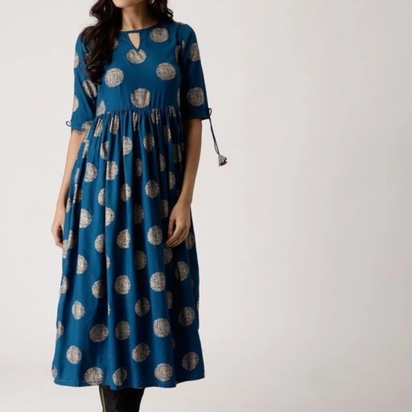 Women's Rayon Printed Kurti  - Aegean , M