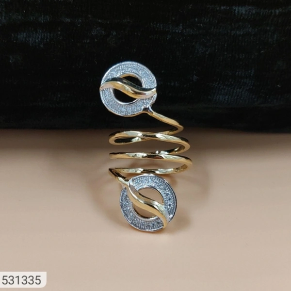 Designer American Diamond Two Finger Ring 
