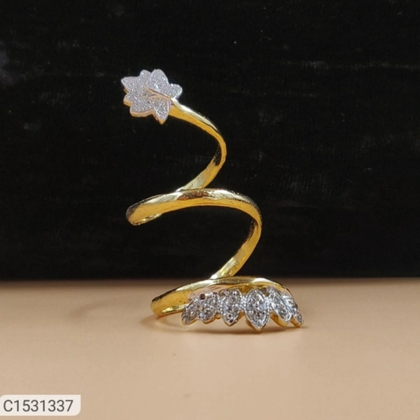 Designer American Diamond Two Finger Ring 