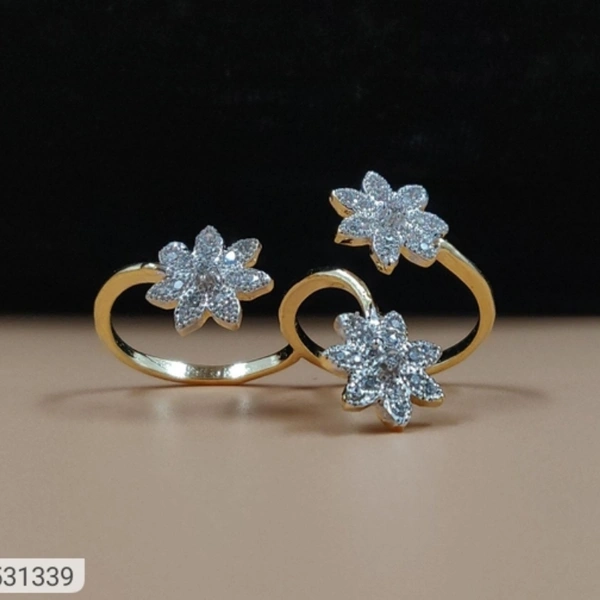 Designer American Diamond Two Finger Ring 