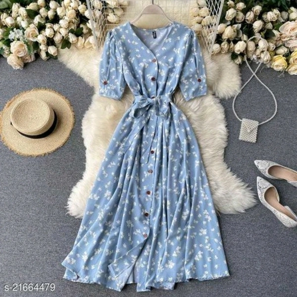 Casual Women Dress - Cerulean , XL