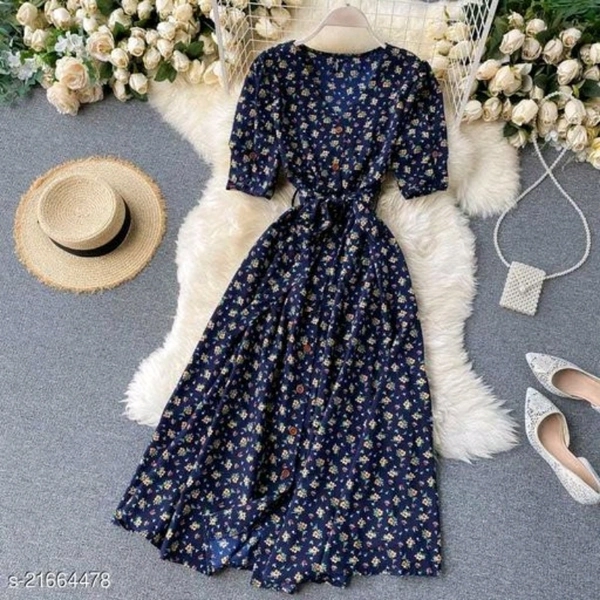 Casual Women Dress - Oxford blue , M