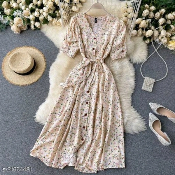 Casual Women Dress - Buff, S