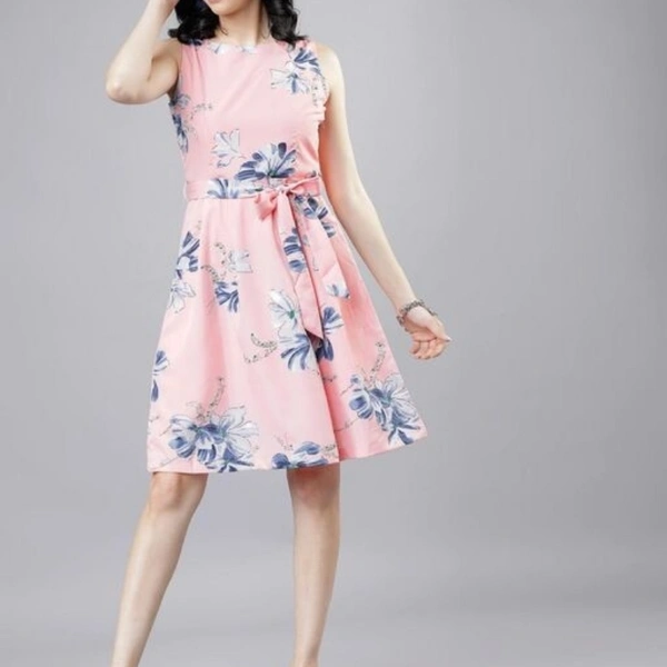 Graceful Women Short Dress - Flamingo , M