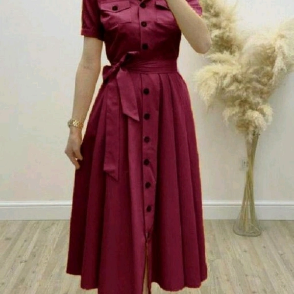 Modern Style Women Dress - Merlot, M