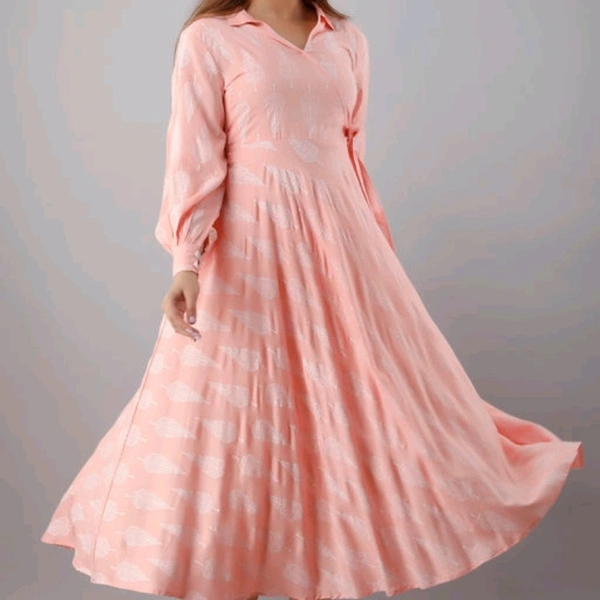 Women Anarkali Kurta - Salmon, L