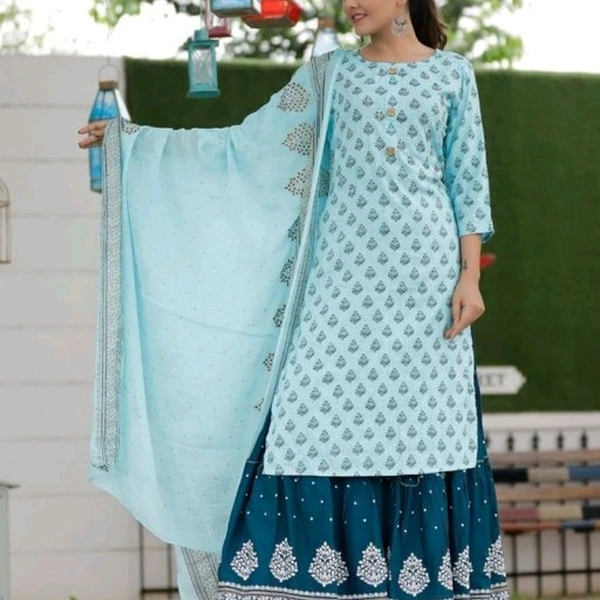 Adorable Kurti With Sharara And Dupatta  - 4XL