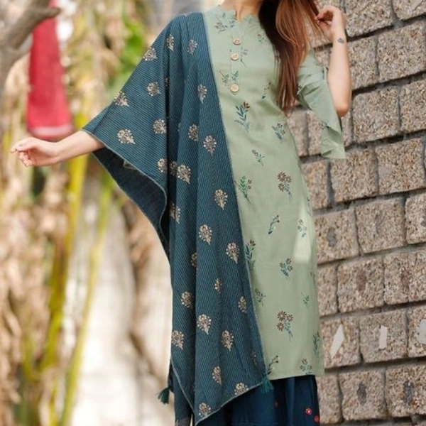 Classy Women Kurta With Dupatta And Sharara  - XL