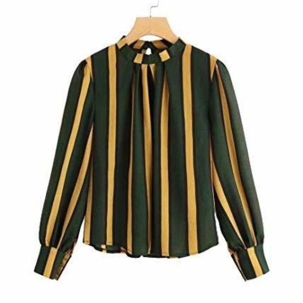Casual Green Stripped Top - S