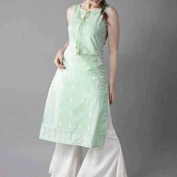 Women Light Green Kurti - M