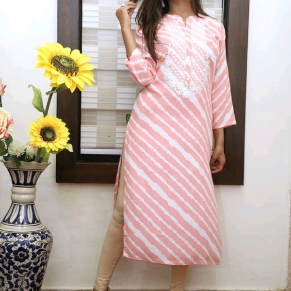 Women Rayon A-line Printed Kurta - L, Crepe