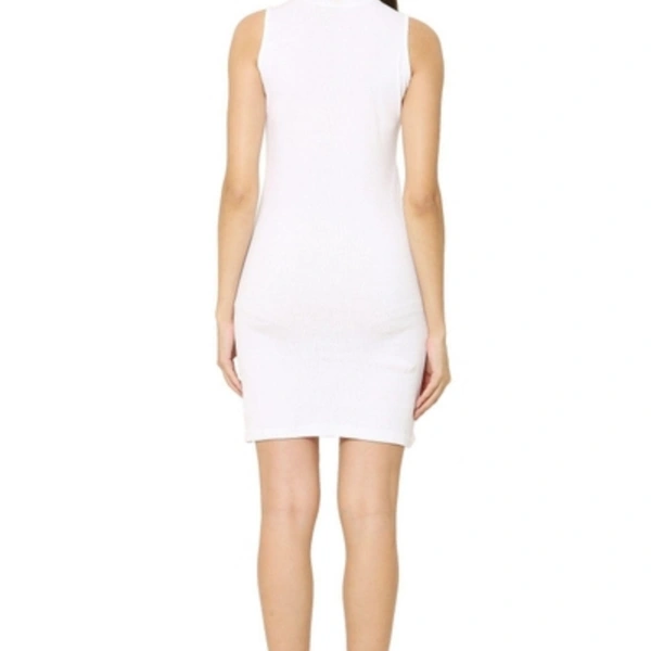 Women Cotton  Lycra Blend Solid Short Dress - L