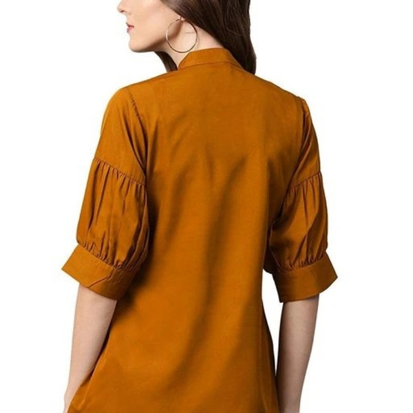 Women's Crepe Casual Camel Colored Top - S