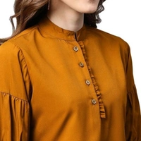 Women's Crepe Casual Camel Colored Top - S