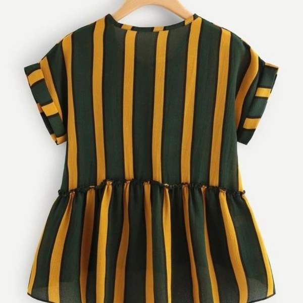 Women's Casual Half Sleeves Striped Top - L