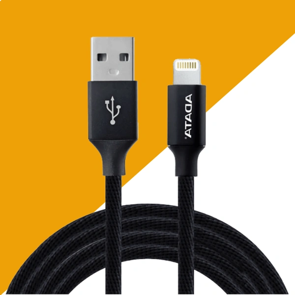 ADATA 2.4 Amp Fast Charge & Sync 1m Fast USB to Lightning Data Cable for Smartphones, Tablets & Other Lightning Devices, Silicone Tangle-Free, High-Durability Charging Cord, ADM-I200B, Black