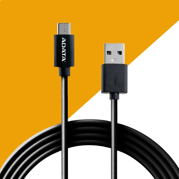 ADATA 2.4 Amp Fast Charge & Sync 1m Fast Micro USB Data Cable for Smartphones, Tablets & Other Micro USB Devices, Silicone Tangle-Free, High-Durability Charging Cord, ADM-M200B, Black