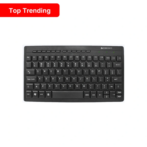 ZEBRONICS ZEB-K04 Mini Multimedia USB Wired Keyboard with 96 UV Coated Keys, Slim & Compact, for PC/Mac