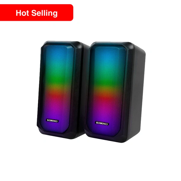 ZEBRONICS Zeb-Fame 1 USB Powered 2.0 Speaker with 10W RMS Output, 7 RGB Modes, LED Control Switch, Volume Control, 3.5mm Input, Compatible for Computers and Laptops Black