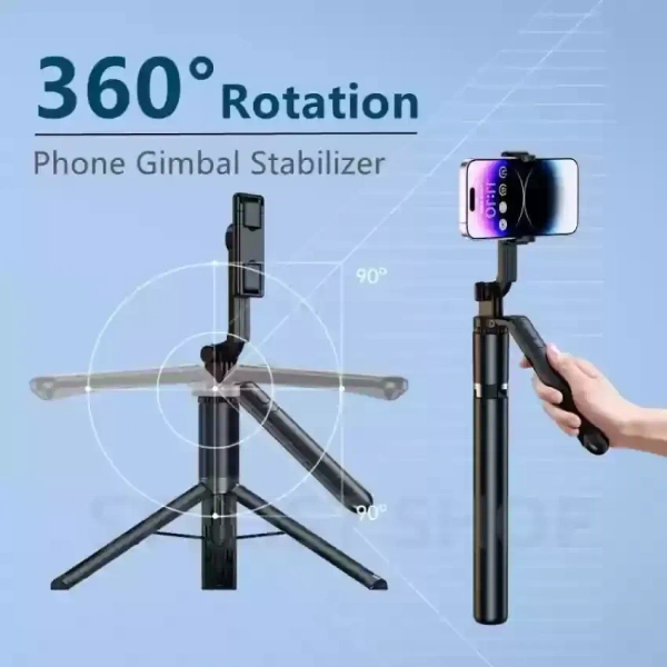 R16S Selfie Stick with Grip Handle and LED | 3-in-1 Tripod, Remote, and Extendable Design for Smartphones
