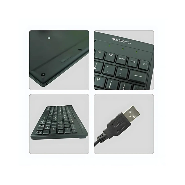 ZEBRONICS ZEB-K04 Mini Multimedia USB Wired Keyboard with 96 UV Coated Keys, Slim & Compact, for PC/Mac