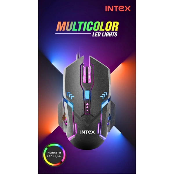 INTEX Nova Wired Gaming Mouse - Multicolor LED, 4 DPI Levels, Plug & Play