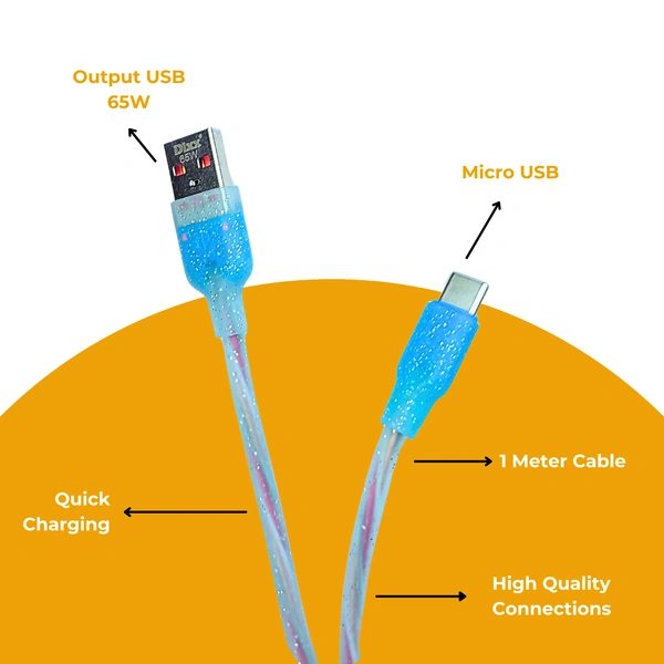 DLXX 65W Fast Charging 1m Silicone & Colorful Micro USB Data Cable for Smartphones, Tablets & Other Micro USB Devices, High-Speed Charging, DC-2999