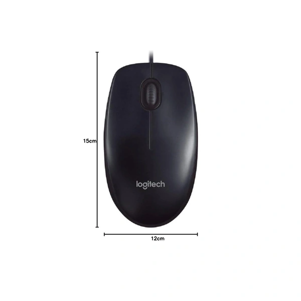 LOGITECH M90 Wired USB Mouse, 1000 DPI Optical Tracking, Ambidextrous PC/Mac/Laptop - Black