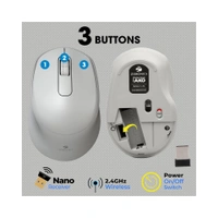 ZEBRONICS ZEB-AKO Wireless Mouse, 2.4GHz with USB Nano Receiver, High Precision Optical Tracking, 3 Buttons, Silent Clicks, Plug & Play, for PC/Mac/Laptop (Grey)