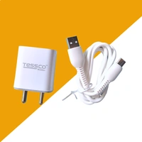 TESSCO 2.6  Amp Single USB Charger with Micro USB Cable, Fast Charging Adapter, Universal Compatibility for All Smartphones, BC-206 PRO, White