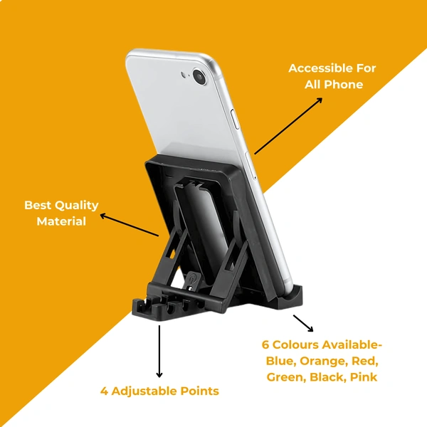 Pack of 6 Multi-Color Adjustable Plastic Mobile Stands, Premium Quality, 4 Angle Settings, Ideal for Desk Use