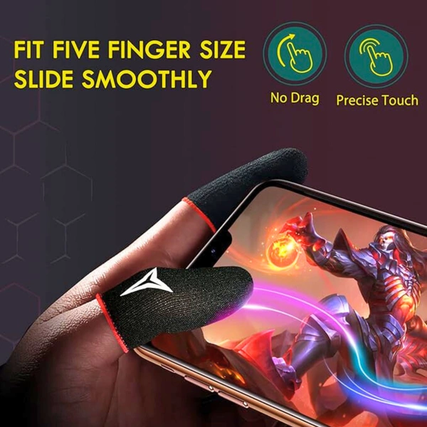 Pack of 4 Premium Gaming Finger Sleeves, Sweat-Resistant & Anti-Slip for PUBG & Free Fire, Black