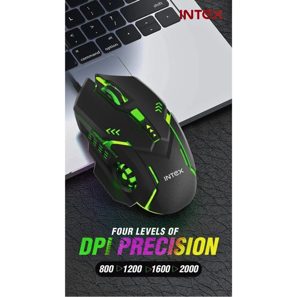 INTEX Nova Wired Gaming Mouse - Multicolor LED, 4 DPI Levels, Plug & Play